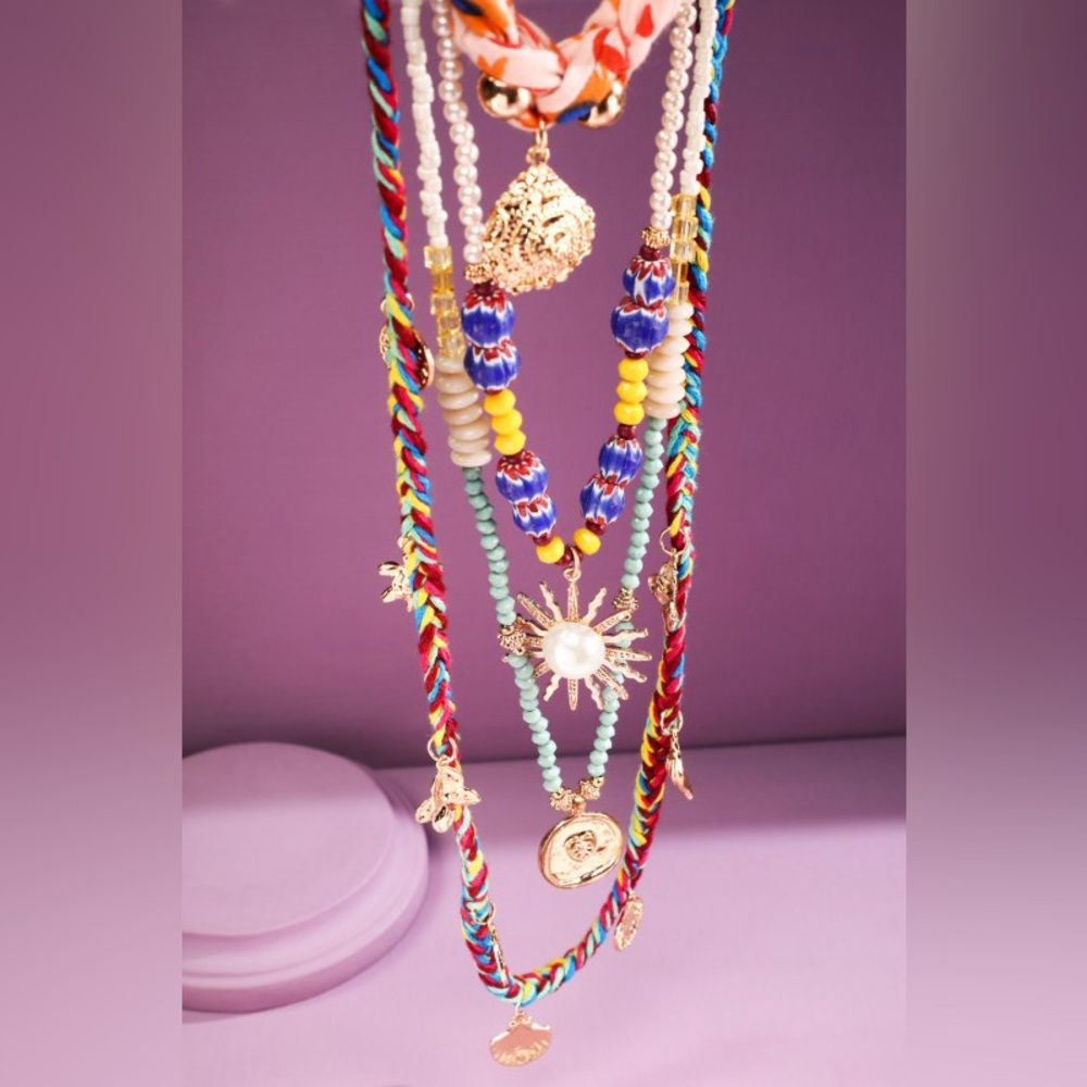 Scarf Charm Layered Necklace - Picture 2 of 3